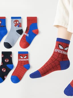 Bộ 10 Đôi Tất Trẻ Em Tuổi 1-10, Cổ Cao Chất Cotton Hình Siêu Nhân Nhện Dễ Đeo, Thoáng Khí, Co Dãn Tối Ưu 9