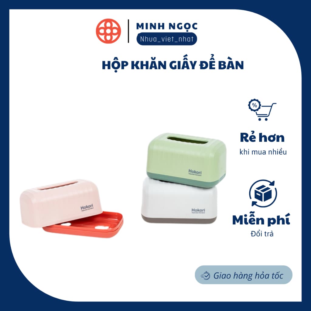 Hộp để khăn giấy để bàn, gia đình, Hộp đựng giấy ăn nhựa Việt Nhật Hokori (2705) , quán ăn tiện dụng