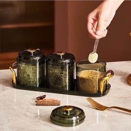 Combo 3 Hũ Đựng Gia Vị Có Kèm Thìa Khay Đựng Sang Trọng Thiết Kế Hiện Đại 2