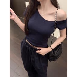 [VẢI COTTON MỊN] Áo Thun Nữ Ôm Lệch Vai Basic đơn giản vải Cotton 4 chiều co giãn mát m819 5