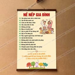 Tranh chữ Nề Nếp Gia Đình treo tường nẹp gỗ 40x60cm bằng vải phủ bóng cao cấp dày dặn 3