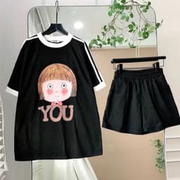 Đồ Bộ Nữ Bigsize LIMO DB43 Áo Polo Cổ Trụ Phối Quần Đùi Thể Thao Set Mặc Nhà Thoải Mái Dễ Thương 9
