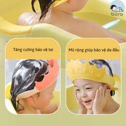 Mũ gội đầu chắn nước vương miện cho bé nhựa PP, có thể điều chỉnh vòng đầu 2