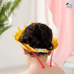 Mũ gội đầu chắn nước vương miện cho bé nhựa PP, có thể điều chỉnh vòng đầu 5