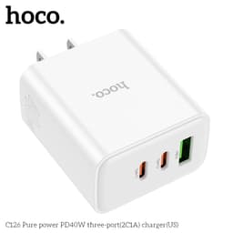 Cốc sạc nhanh 40W Hoco C126 (2USB + 1 Type-c) và 20W Hoco C104A 2