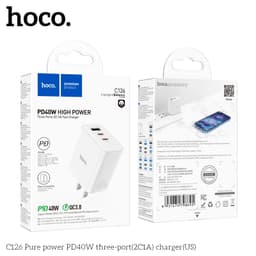 Cốc sạc nhanh 40W Hoco C126 (2USB + 1 Type-c) và 20W Hoco C104A 7