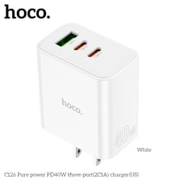 Cốc sạc nhanh 40W Hoco C126 (2USB + 1 Type-c) và 20W Hoco C104A 1