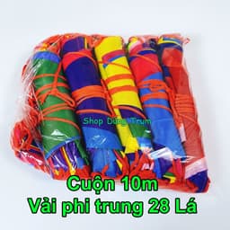 Cờ dây tam giác 10m, cờ đuôi nheo treo trang trí chất liệu vải phi bóng 7