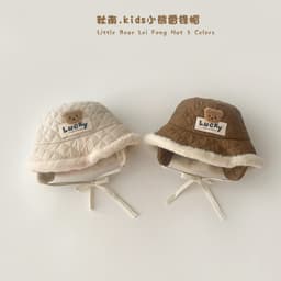 Mũ bucket lót lông mềm mịn kèm bịt tai cho bé trai và bé gái 1- 4 tuổi chuẩn loại 1 1