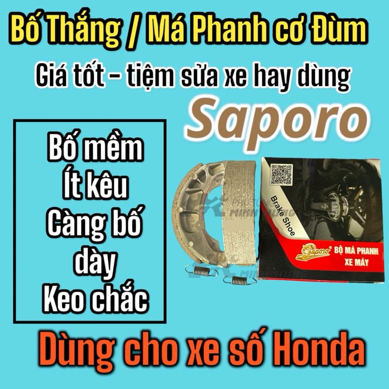 Bố thắng đùm SAPORO cho xe Honda XE SỐ  Dream , Wave , cub - Má Phanh Cơ -  Chuyên dụng cho tiệm sửa xe >>>>>