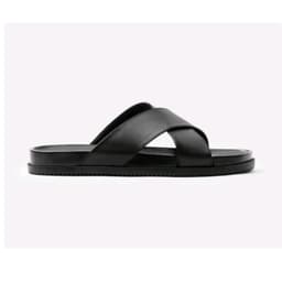 Dép quai chéo da bò cao cấp thời trang nam đế pu 2 lớp chống đau chân cao 3cm H4 2