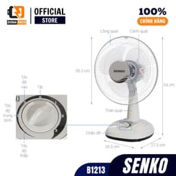 Quạt bàn Senko B1213 nút vặn 40W, lồng sắt 30cm nhỏ gọn 3 cấp độ gió mạnh bảo hành 24 tháng 5