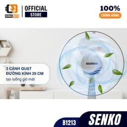 Quạt bàn Senko B1213 nút vặn 40W, lồng sắt 30cm nhỏ gọn 3 cấp độ gió mạnh bảo hành 24 tháng 7