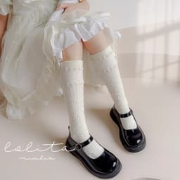 Set 5 Đôi Tất Vớ Trắng Cao Đùi Bé Gái Họa Tiết Gothic Hot Hit Thu Đông 2024 te69 2