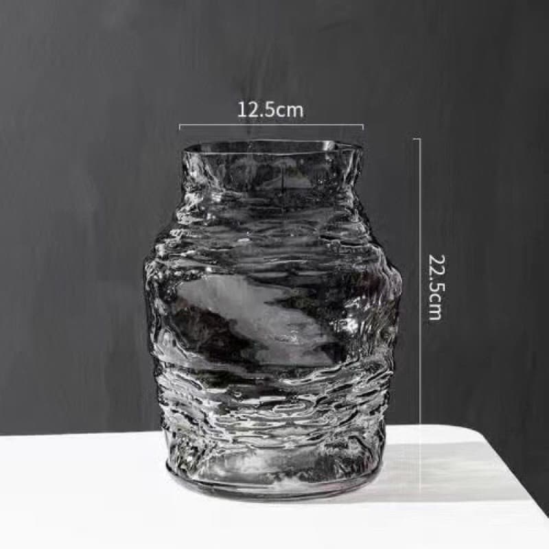 Binh cắm hoa thuỷ tinh vân đá xám decor đẹp kích thước như hình