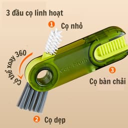 Cọ Vệ Sinh Đa Năng 3 in 1: Dụng Cụ Làm Sạch Cốc, Bình Sữa, Bình Nước và Bài Chải Khe Hở Xoay 360° 4