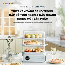 Nồi Hấp Điện 3 Tầng Bear DZG-P20W7, 21Lit - 1200w, Chiên Nướng Hấp Đa Năng, Hàng Chính Hãng 2
