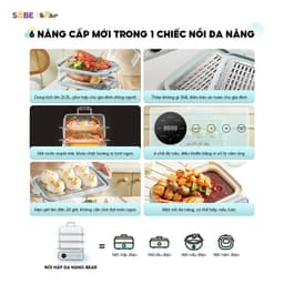 Nồi Hấp Điện 3 Tầng Bear DZG-P20W7, 21Lit - 1200w, Chiên Nướng Hấp Đa Năng, Hàng Chính Hãng 3