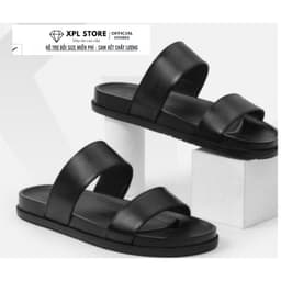 Dép quai chéo da bò cao cấp thời trang nam đế pu 2 lớp chống đau chân cao 3cm H4 6
