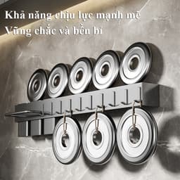 Giá treo dao nhà bếp SHINNY Giá để dao kéo dụng cụ nhà bếp treo tường bằng thép carbon kèm ống đựng đũa thanh treo khăn 8