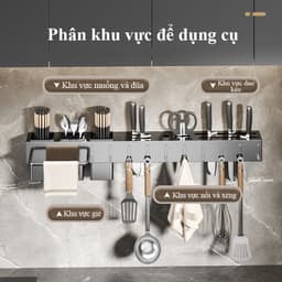 Giá treo dao nhà bếp SHINNY Giá để dao kéo dụng cụ nhà bếp treo tường bằng thép carbon kèm ống đựng đũa thanh treo khăn 3