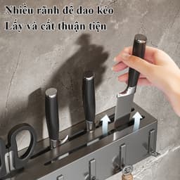 Giá treo dao nhà bếp SHINNY Giá để dao kéo dụng cụ nhà bếp treo tường bằng thép carbon kèm ống đựng đũa thanh treo khăn 4