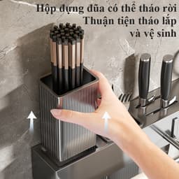 Giá treo dao nhà bếp SHINNY Giá để dao kéo dụng cụ nhà bếp treo tường bằng thép carbon kèm ống đựng đũa thanh treo khăn 5
