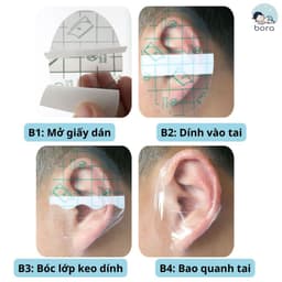Miếng dán bịt tai chống nước cho bé đi tắm/đi bơi dùng 1 lần có màng PU siêu mỏng, có bông thấm nước [Set 20c có bông] 4