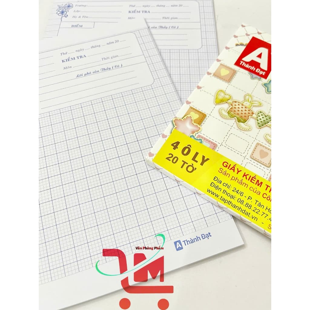 COMBO 2 Quyển (40 Cặp) Giấy Kiểm Tra 4,5 Ô Ly Thành Đạt Định Lượng 100gms/Giấy Dày Đảm Bảo Không Lem, Chất Lượng Tốt