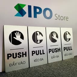 Bảng Pull Push, bảng kéo đẩy treo cửa kính, decor trang trí cửa ra vào,Alu trắng xước dày đẹp. 1
