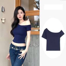 [VẢI COTTON MỊN] Áo Thun Nữ Ôm Lệch Vai Basic đơn giản vải Cotton 4 chiều co giãn mát m819 4