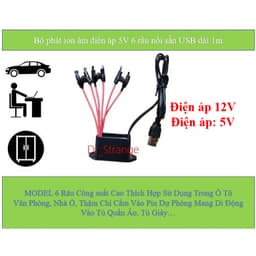 Bộ tạo ion âm 12V / 5V công suất cao 06 râu 60 triệu ion khử khói khử mùi cho ô tô, văn phòng... 1