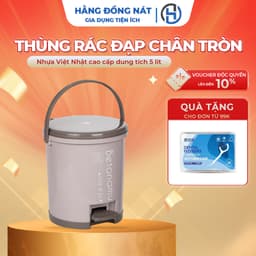 Thùng rác đạp chân tròn dung tích 5 lít nhựa Việt Nhật thông minh cao cấp Hằng Đồng Nát 8024 1