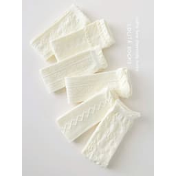 Set 5 Tất Cotton Cao Đùi Tone Trắng Vitage Họa Tiết Vặn Thừng Nổi Xinh Xắn Cho Bé Gái te69 9