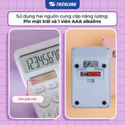 Máy tính văn phòng Thiên Long Flexio CAL-008 - Màn hình LCD 12 số, dùng pin và năng lượng mặt trời 4