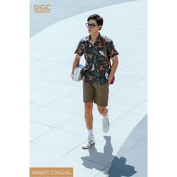 Áo Sơ Mi Nam Ngắn Tay DGCs - Kiểu dáng suông, họa tiết lá, vải Gracell cực thoáng mát và thấm hút tốt - SASNBD153M 4