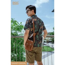 Áo Sơ Mi Nam Ngắn Tay DGCs - Kiểu dáng suông, họa tiết lá, vải Gracell cực thoáng mát và thấm hút tốt - SASNBD153M 3