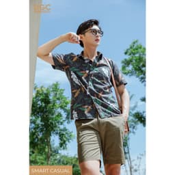 Áo Sơ Mi Nam Ngắn Tay DGCs - Kiểu dáng suông, họa tiết lá, vải Gracell cực thoáng mát và thấm hút tốt - SASNBD153M 5