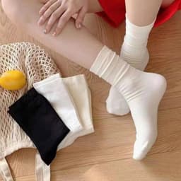 T10 Set 10 đoi Tất cổ cao paster nữ trơn cao cấp 3 màu loại dày dặn, vớ cao cổ nữ phong cách hàn quốc 1
