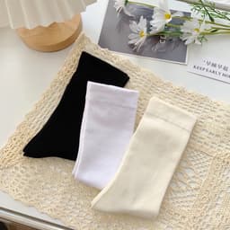 T10 Set 10 đoi Tất cổ cao paster nữ trơn cao cấp 3 màu loại dày dặn, vớ cao cổ nữ phong cách hàn quốc 2