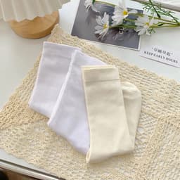 T10 Set 10 đoi Tất cổ cao paster nữ trơn cao cấp 3 màu loại dày dặn, vớ cao cổ nữ phong cách hàn quốc 4