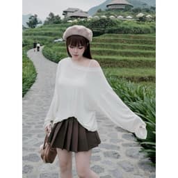 Áo thun giấy (KHÔNG KÈM ÁO QUÂY) lệch vai chất thun giấy thoáng mát cho nữ 2 màu (Tiệm đồ nhà Lotus) 6