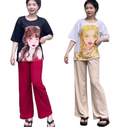 Đồ Bộ Bigsize Nữ Thun Gân Quần Ống Rộng Suông - Đồ Mặc Nhà Nữ Vải Đũi Xốp Thoáng Mát ESHOP DB368 9