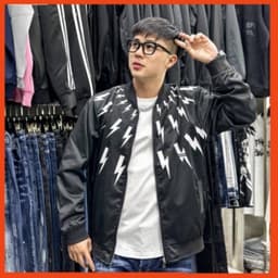 Áo khoác Bomber hình tia sét, chất gió 2 lớp mềm ấm, dáng Unisex 40-65kg 6