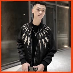 Áo khoác Bomber hình tia sét, chất gió 2 lớp mềm ấm, dáng Unisex 40-65kg 4