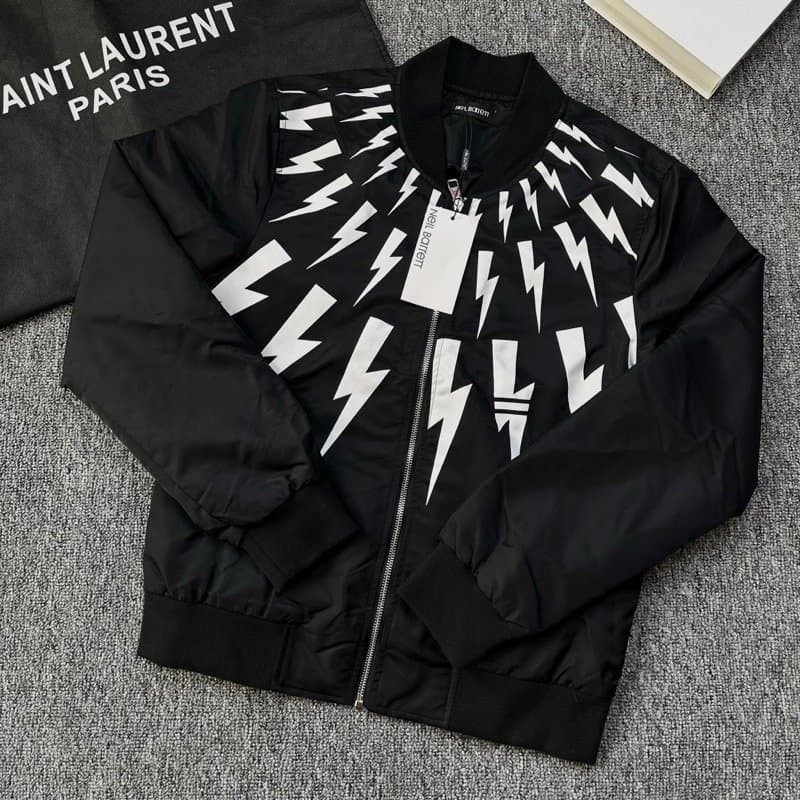 Áo khoác Bomber hình tia sét, chất gió 2 lớp mềm ấm, dáng Unisex 40-65kg