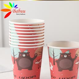 Set 10 cốc, đĩa và ống hút họa tiết chủ đề gấu nâu trang trí sinh nhật 9