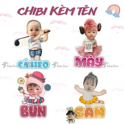 Chibi kèm tên để bàn trang trí sinh nhật 1