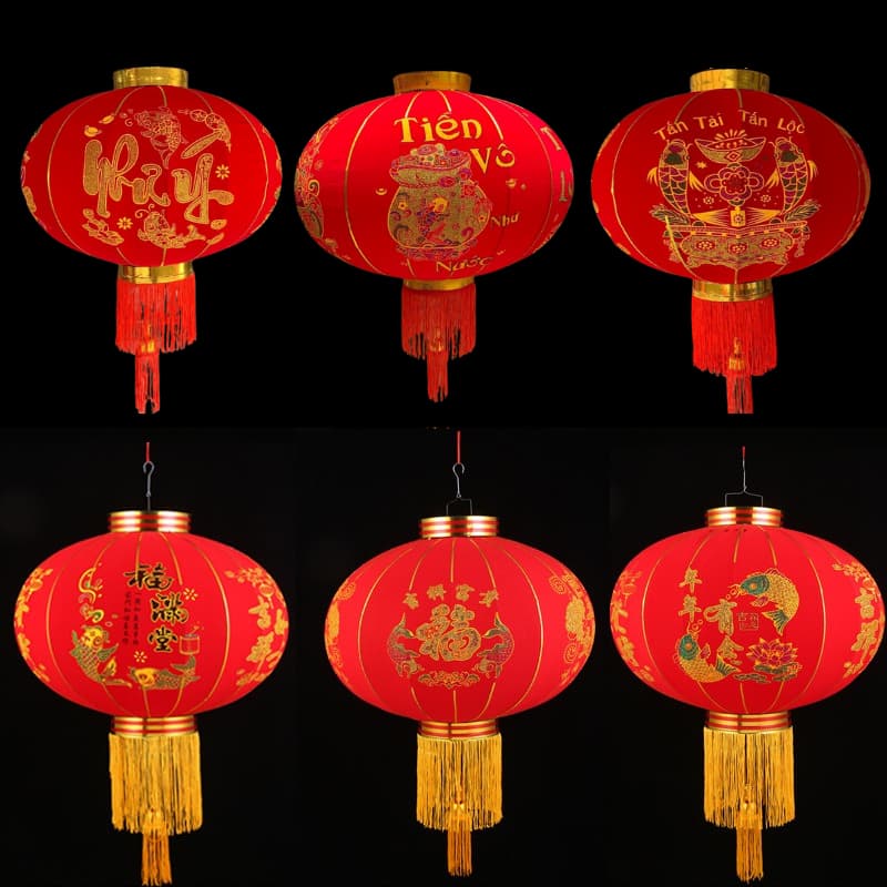 CẦU NHUNG - ĐÈN LỒNG NHUNG  đủ size 60cm - 80cm - 100cm Lồng Đèn Đỏ Trang Trí Tết Bằng Vải Nhung 2026 Họa Tiết