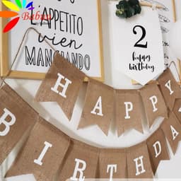 Dây chữ Happy Birthday bằng vải bố phong cách Hàn Quốc 1